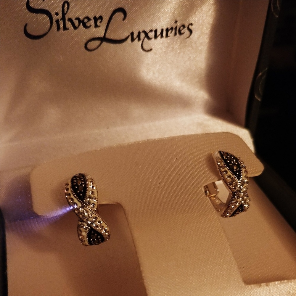 FREE Genuine Marcasite silver plated earrings
